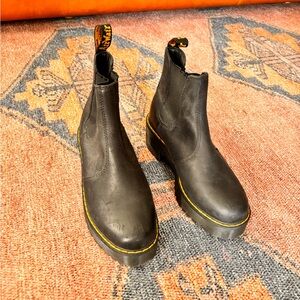 Black Leather Platform Boots - Doc Marten Size 7